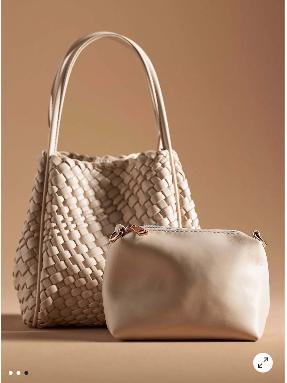 The Hollace Tote: Woven Mini Edition, Cream by Anthropologie